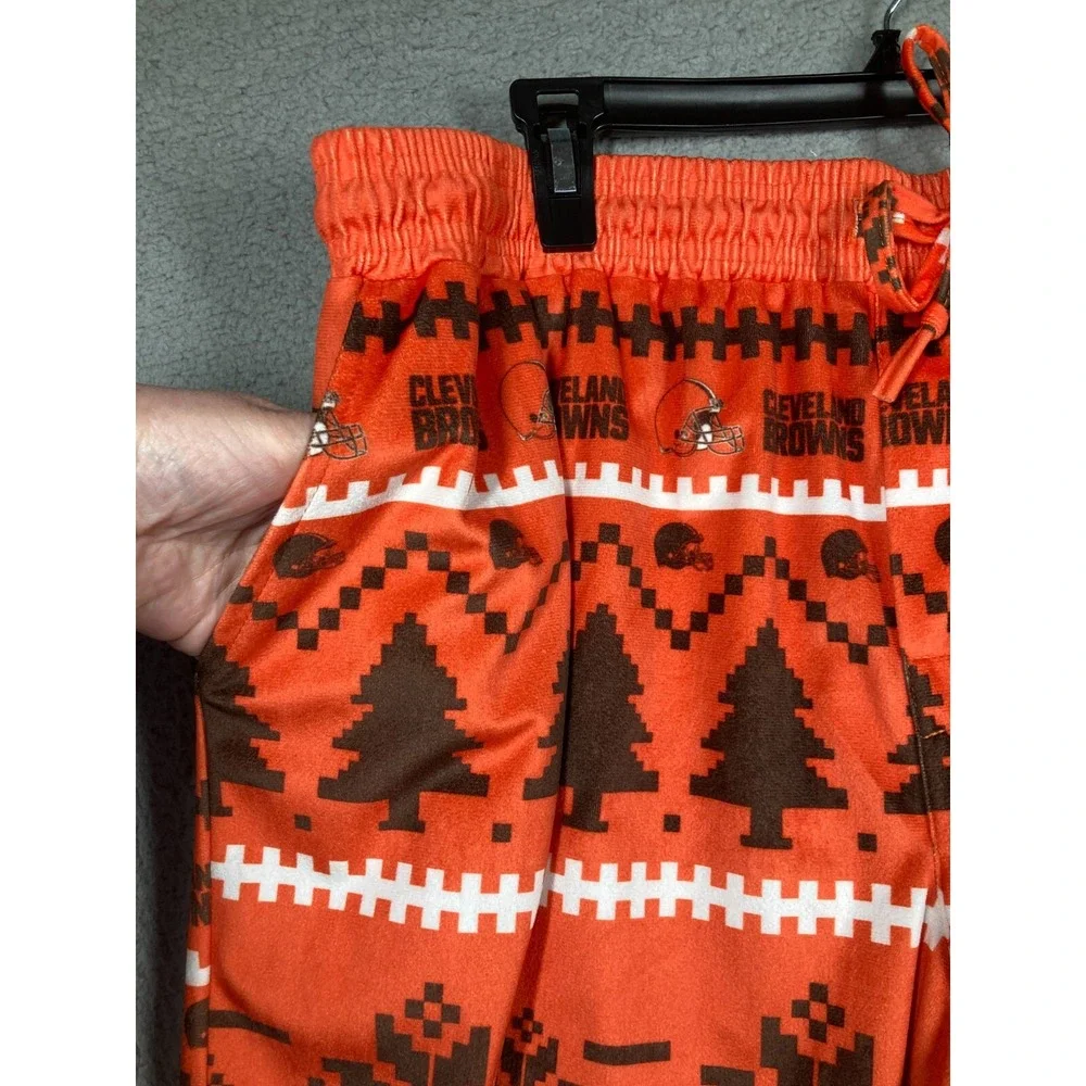 Cleveland Browns Pajamas Men's 2XL Orange Christmas Reindeer‎ Top Bottoms NFL
